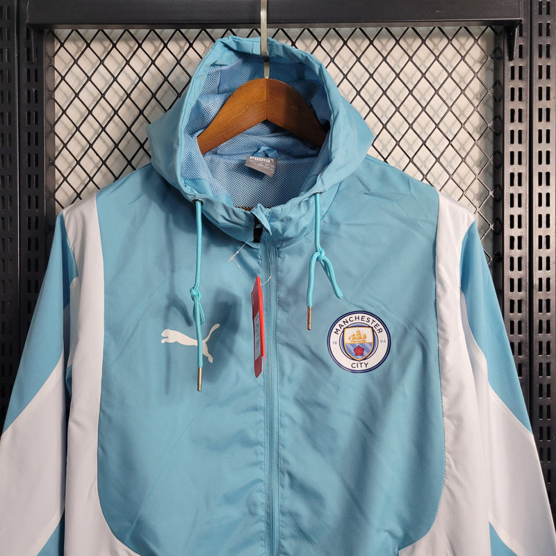 Jaqueta Corta Vento Manchester City 23/24 - Azul e Branca-Krauze Sports