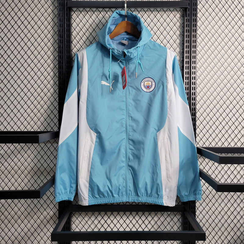 Jaqueta Corta Vento Manchester City 23/24 - Azul e Branca-Krauze Sports